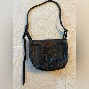 Vintage Sharif Unique Black and Brown Leather Bag Adjustable Strap